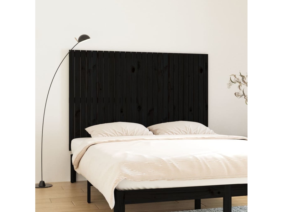 Vidaxl Cabeceira De Parede 166x3x110 Cm Madeira De Pinho Maciça Preto