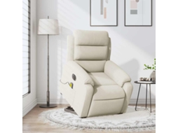 Vidaxl Poltrona Massagens Reclinável Elevatória Elétrica Veludo Creme