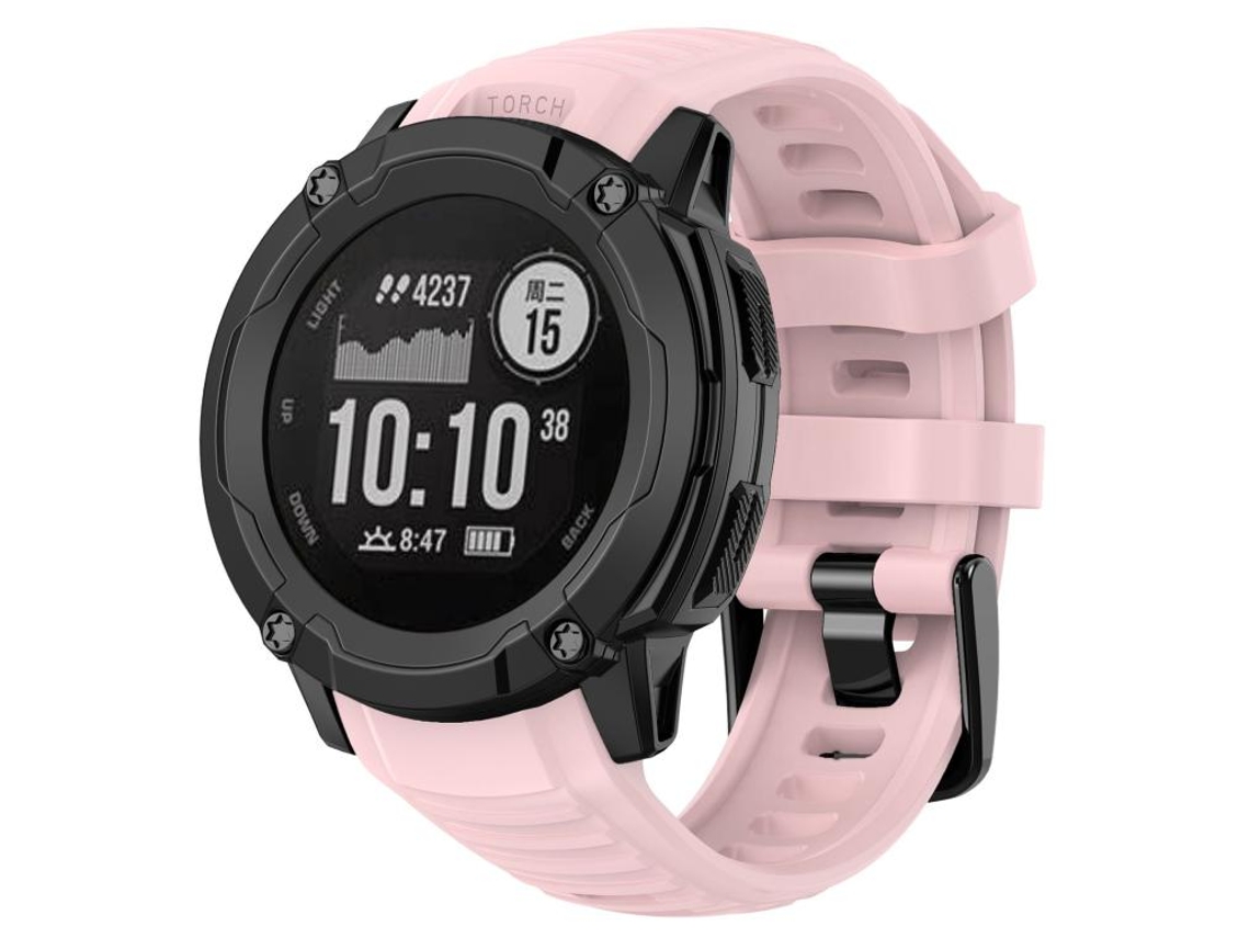Bracelete para Garmin Instinct 2x Silicone Cor Sólida Conector de Plástico Liberação Rápida Rosa XIAOMOYU