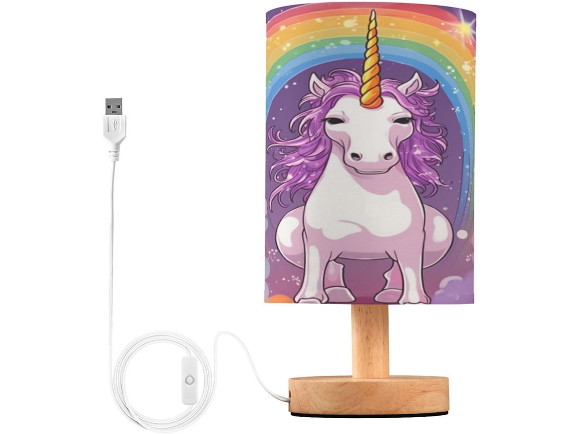 Luminária De Cabeceira Led Usb Pequena Skyshu Unicron Com Base Madeira Antiderrapante E Cúpula Que Não Agride Os Olhos