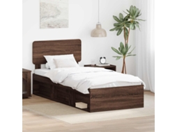 Vidaxl Estrutura Da Cama Com Cabeceira Carvalho Marrom 75 X 190 Cm