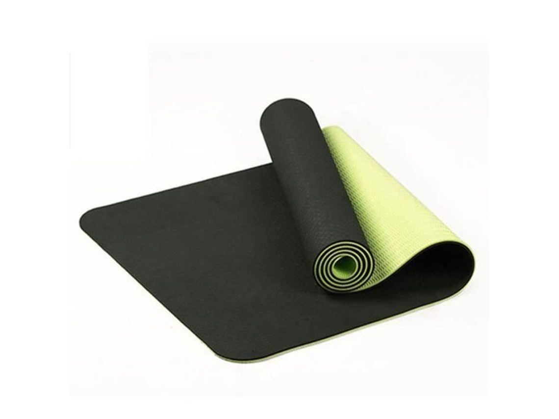 Tapete De Ioga Antiderrapante De Dois Tons 6mm Tpe Tapete Esportivo Insípido Home Fitness Tapete De Ginástica 183x61 Cm Preto