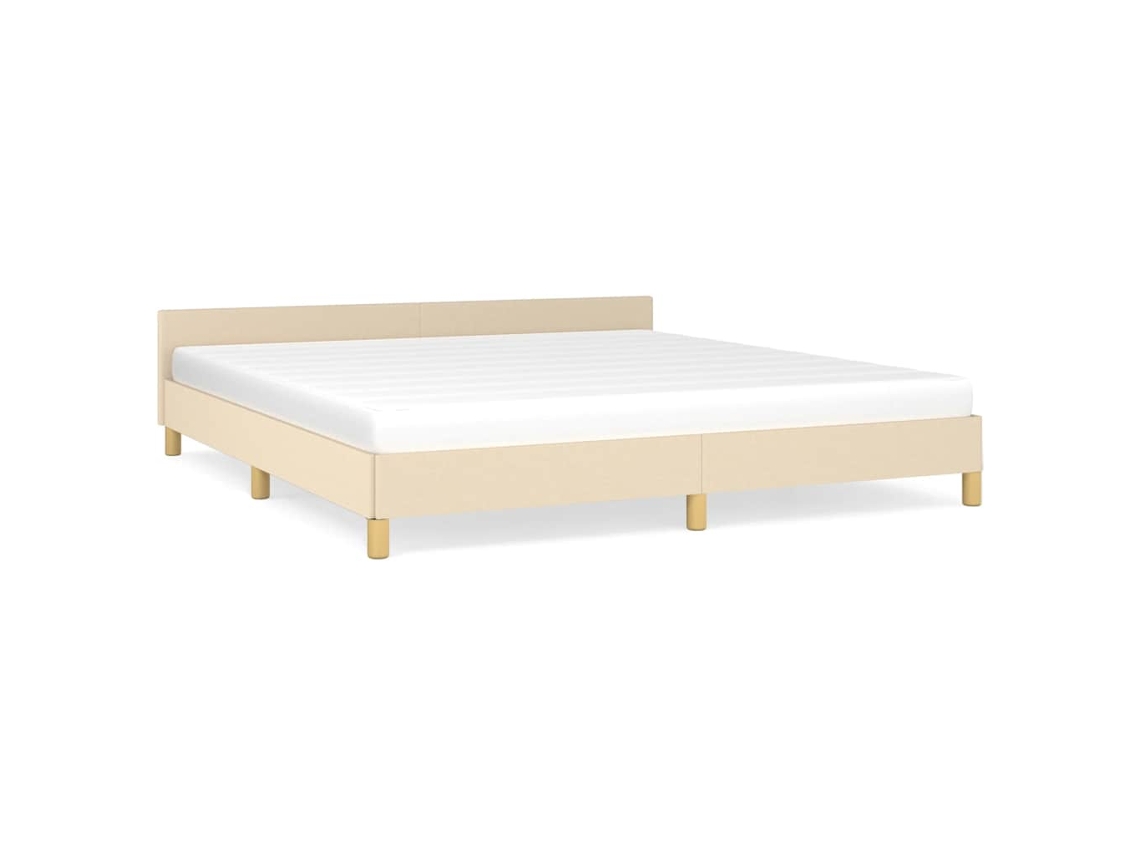 Bed Frame With Headboard, Bed Frames With Headboard Vidaxl Creme Tecido (160 X 200 Cm)
