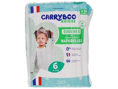Fraldas Naturais 34 Tamanho 6 16-30 kg CARRYBOO