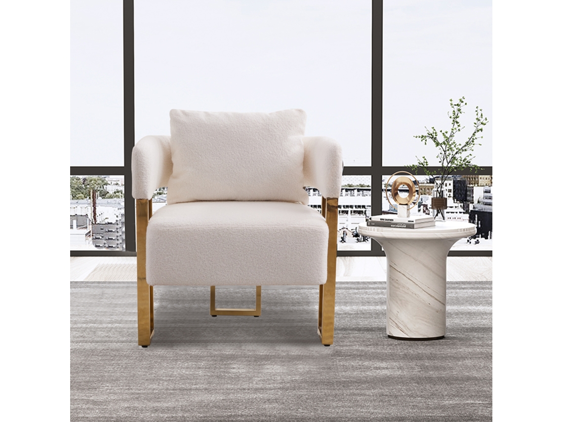 Poltrona Lounge Moderna Em Chenille, Assento Individual Elegante Para Sala E Quarto