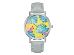 Reloj De Cuarzo Analógico Casual Mujer Hombre Correa Pu Regalo Gris