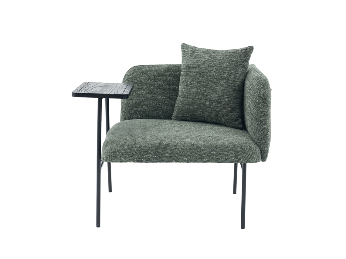 Poltrona Individual Moderna Com Mesa Auxiliar E Arrumação - Verde Esmeralda