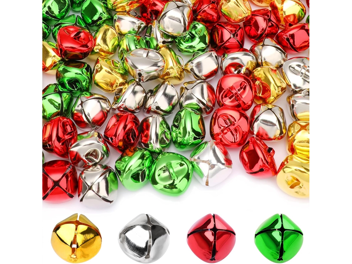 Campanas, Adornos Navideños,juego De 120 Campanas Navideñas De 2,5 Cm Para Decoración Navideña(doradas, Plateadas, Rojas Y Verdes)