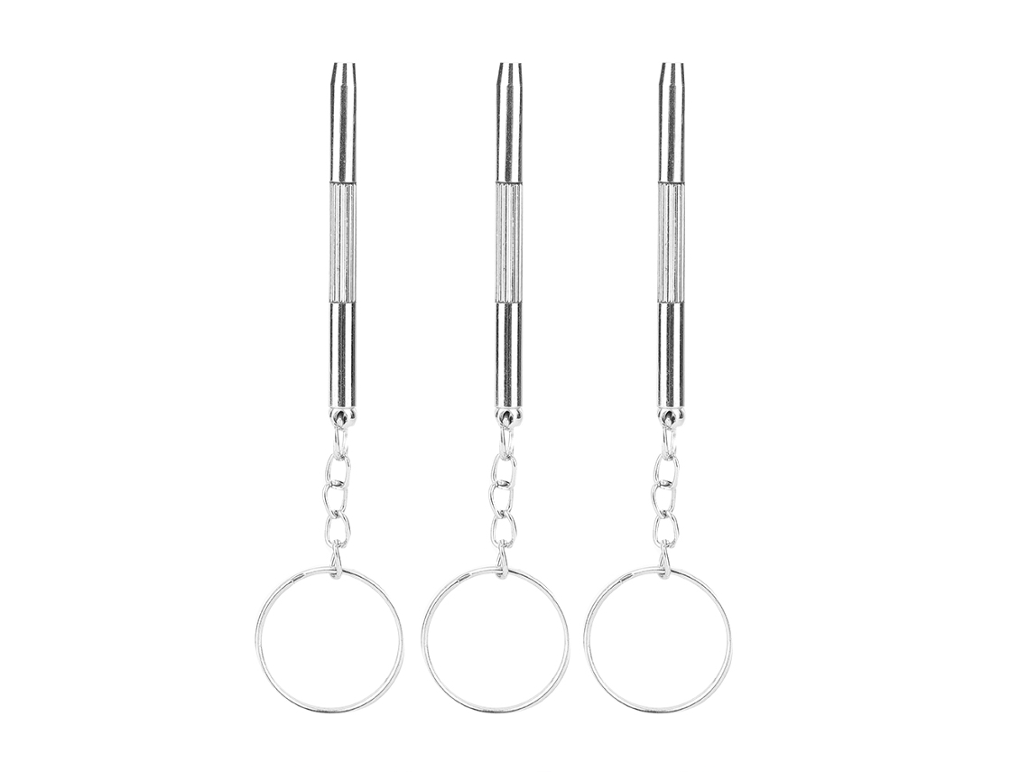 3pcs Chave de Fenda Dupla Mini para Relógio e Óculos com Porta chaves Aço de Ferramenta