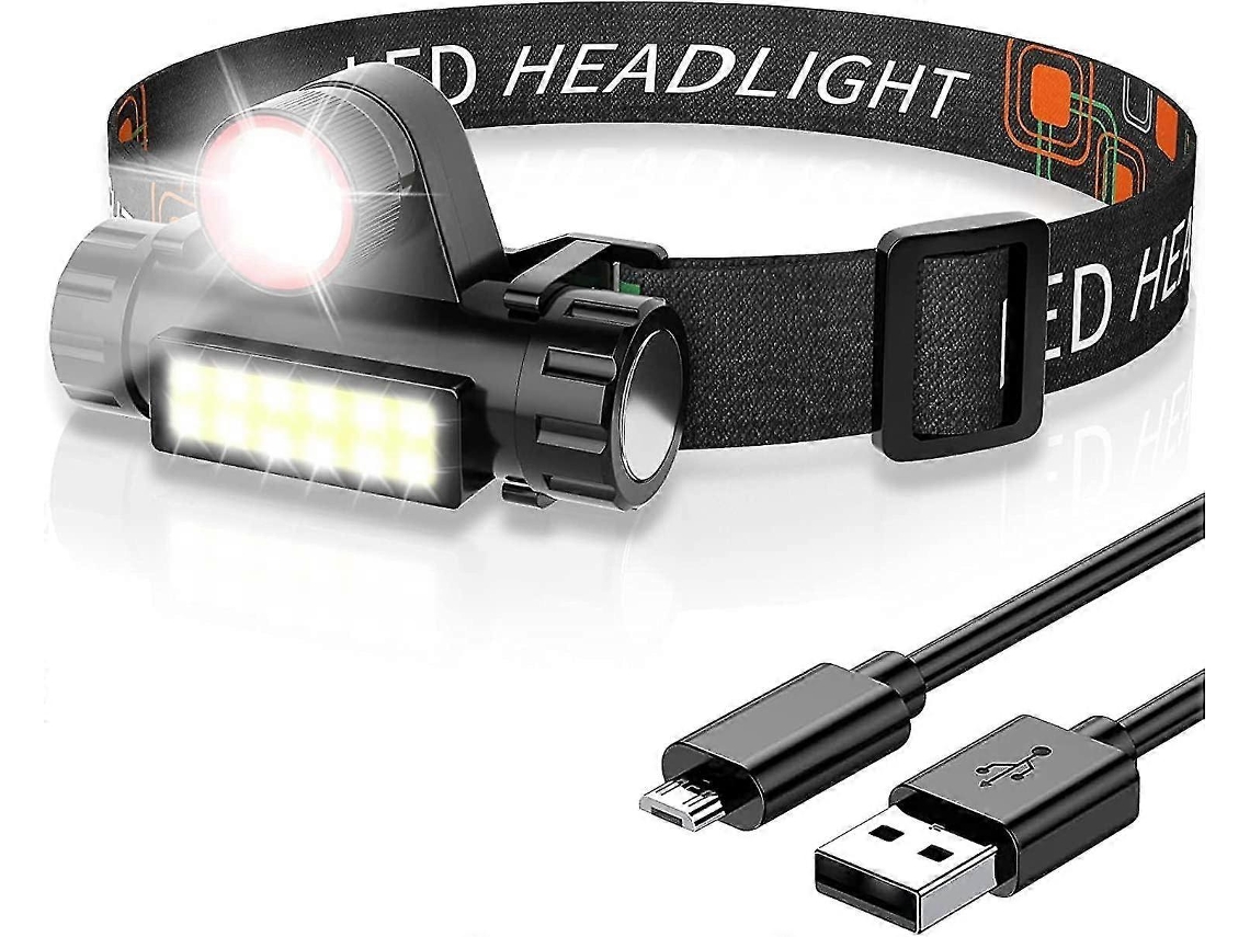 Rebe-lâmpada Frontal Led Recarregável Impermeável Ipx4 Com 4 Modos De Luz E Zoom Para Camping E Emergências