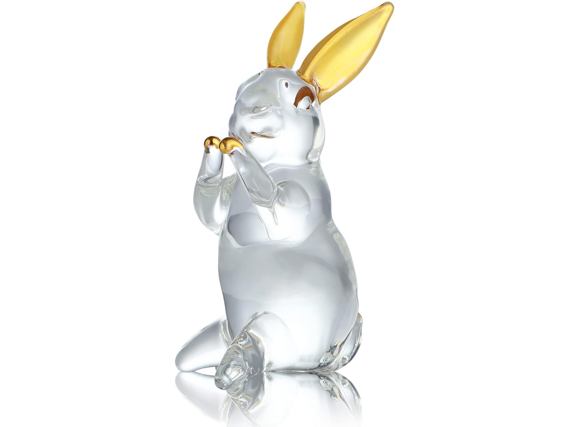 Estatuetas De Coelho Cristal Feitas À Mão, Colecionáveis, Em Vidro Artístico, Peso De Papel Banhado A Ouro, Decoração Em Cristal Transparente