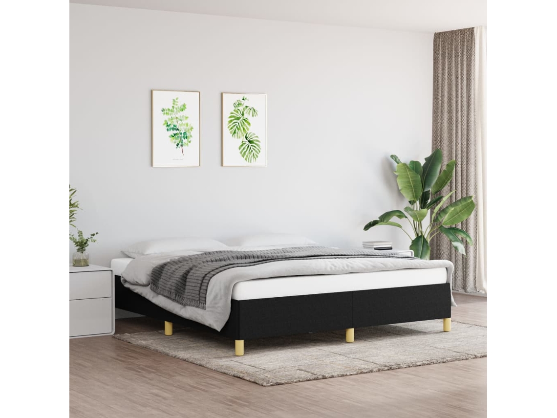 Vidaxl Estrutura De Cama Sem Colchão 180x200 Cm Tecido Preto