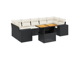 Conjunto de 8 Sofás de Jardim com Almofadões Vime Pe Preto MAISON EXCLUSIVE (8 pcs)