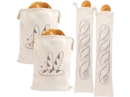 Conjunto De 4 Sacos De Armazenamento Reutilizáveis Para Linho Com Cordão.