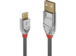Cabo de Dados LINDY (USB A - Micro USB B - 50 cm - Cinzento)