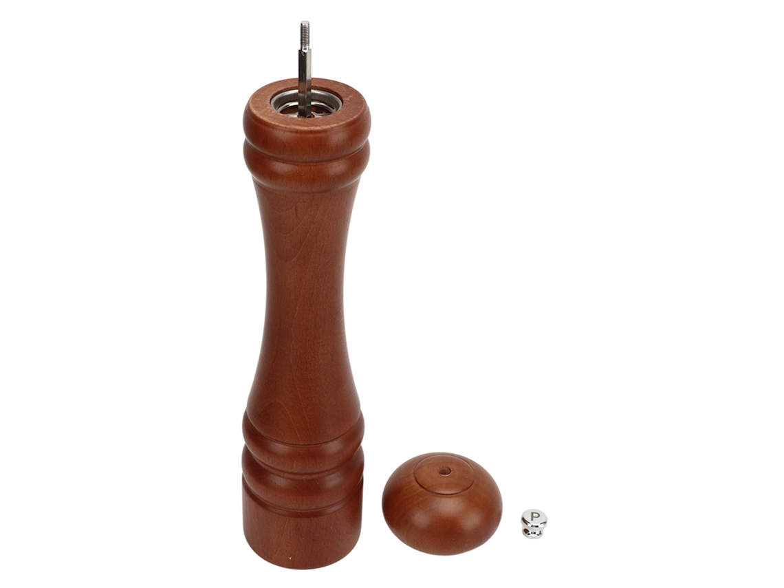 Moedor de pimenta e sal manual de madeira recarregável com núcleo anti rugem inox 32cm S/MARCA