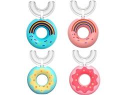 Kit com 4 Escovas de Dentes Infantis, Cabeça Silicone Grau Alimentício, Linda Escova Infantil em Forma To U 360° para Crianças GOKOCO