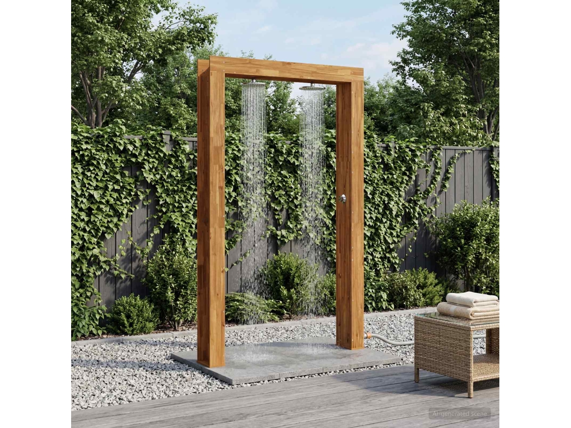 Vidaxl Chuveiro Externo 226 Cm Madeira Acácia Maciça E Aço Inoxidável