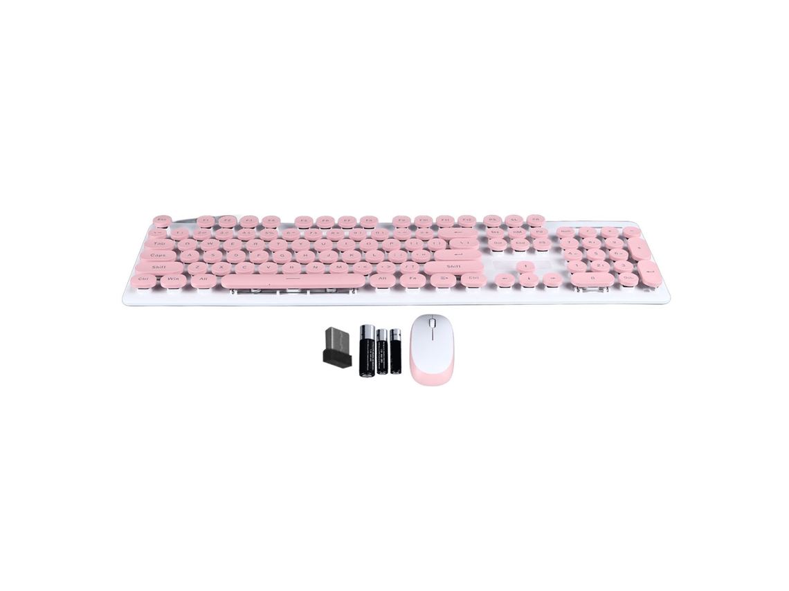 Aetheria conjunto Sem Fio Teclado e Mouse Estilo Punk com Teclas Redondas para Computador e Laptop
