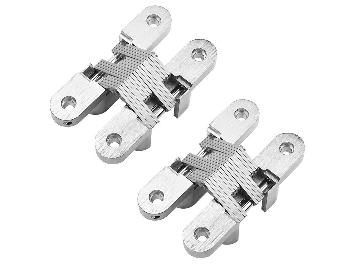 Dobradiças Invisíveis Para Móveis Portas De Pasta 2 Peças 118mm*28mm De Zinco E Aço Inoxidável