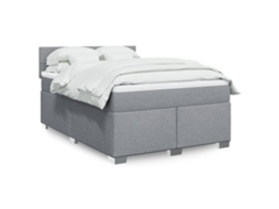 Vidaxl Cama Com Molas/colchão 140x190 Cm Tecido Cinzento-claro