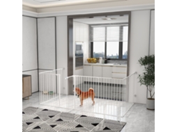 Parque de 8 Painéis 64x90 Cm Dobrável Aço com Duplo Travamento Função Bloqueio e Formato Modular Branco