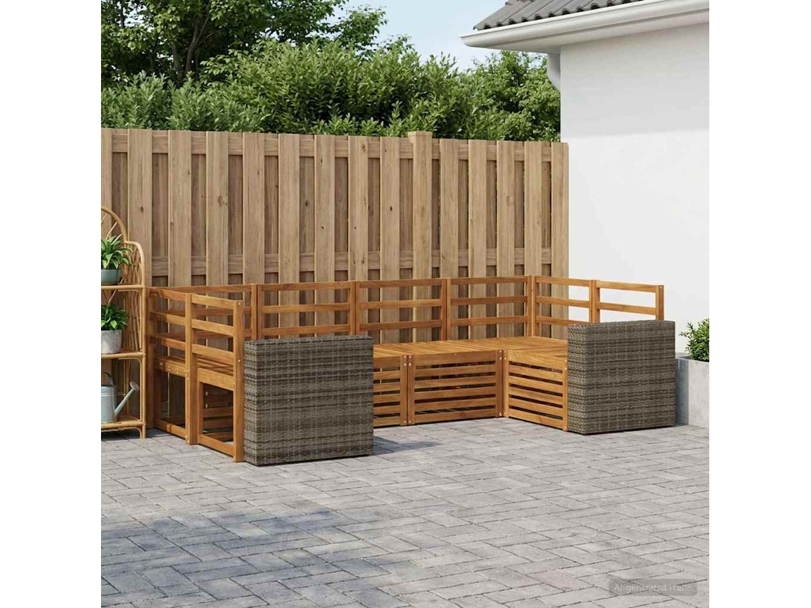 Vidaxl Conjunto De Sofá Sectional 6 Pcs Natural