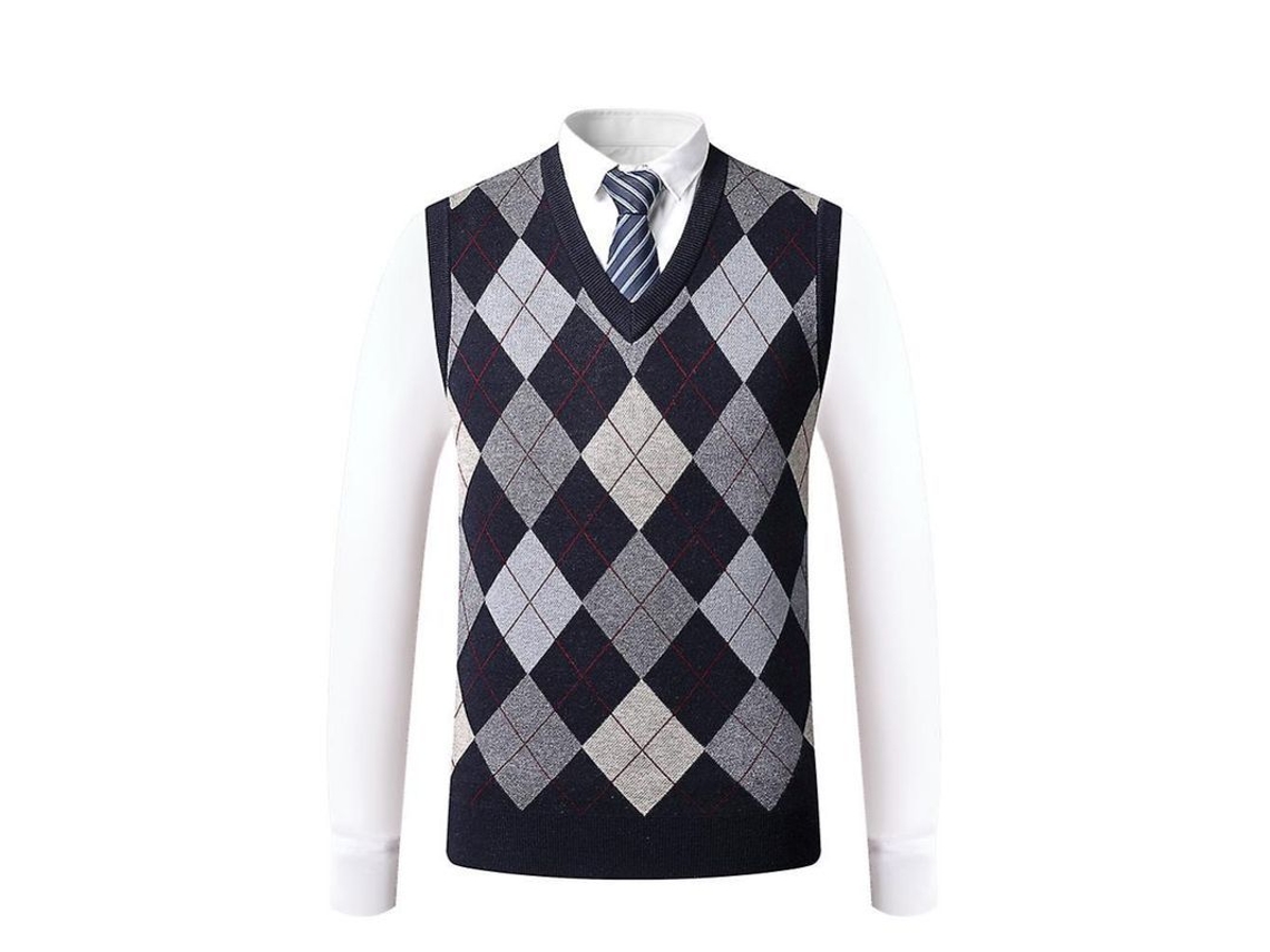 2026 chaleco Sin Mangas de Lana para Hombre Con Cuello En V, Estilo Clásico, Tallas S 2xl, Suave Y Ligero M Azul Oscuro