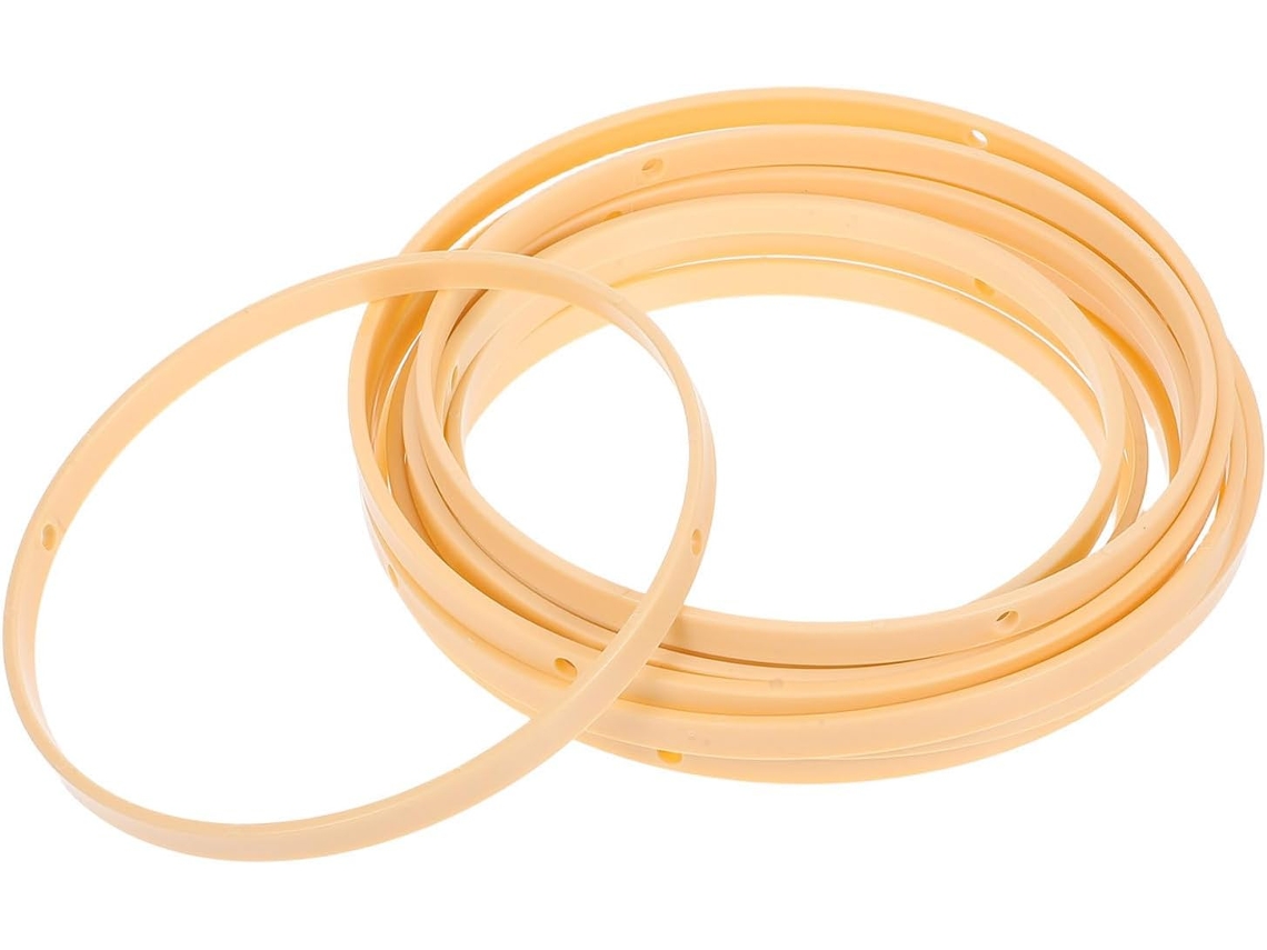 Conjunto De 12 Aros De Macramê Redondos E Leves Em Plástico Cáqui.