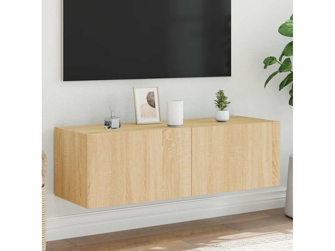 Vidaxl Móvel de Parede P/ Tv C/ Luzes Led 100x35x31 Cm Carvalho Sonoma