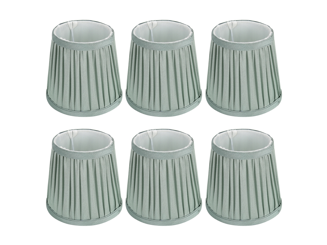 6pcs Abajur de Tecido Verde para Lâmpada de Parede Lustre E14 Acessório de Iluminação S/MARCA