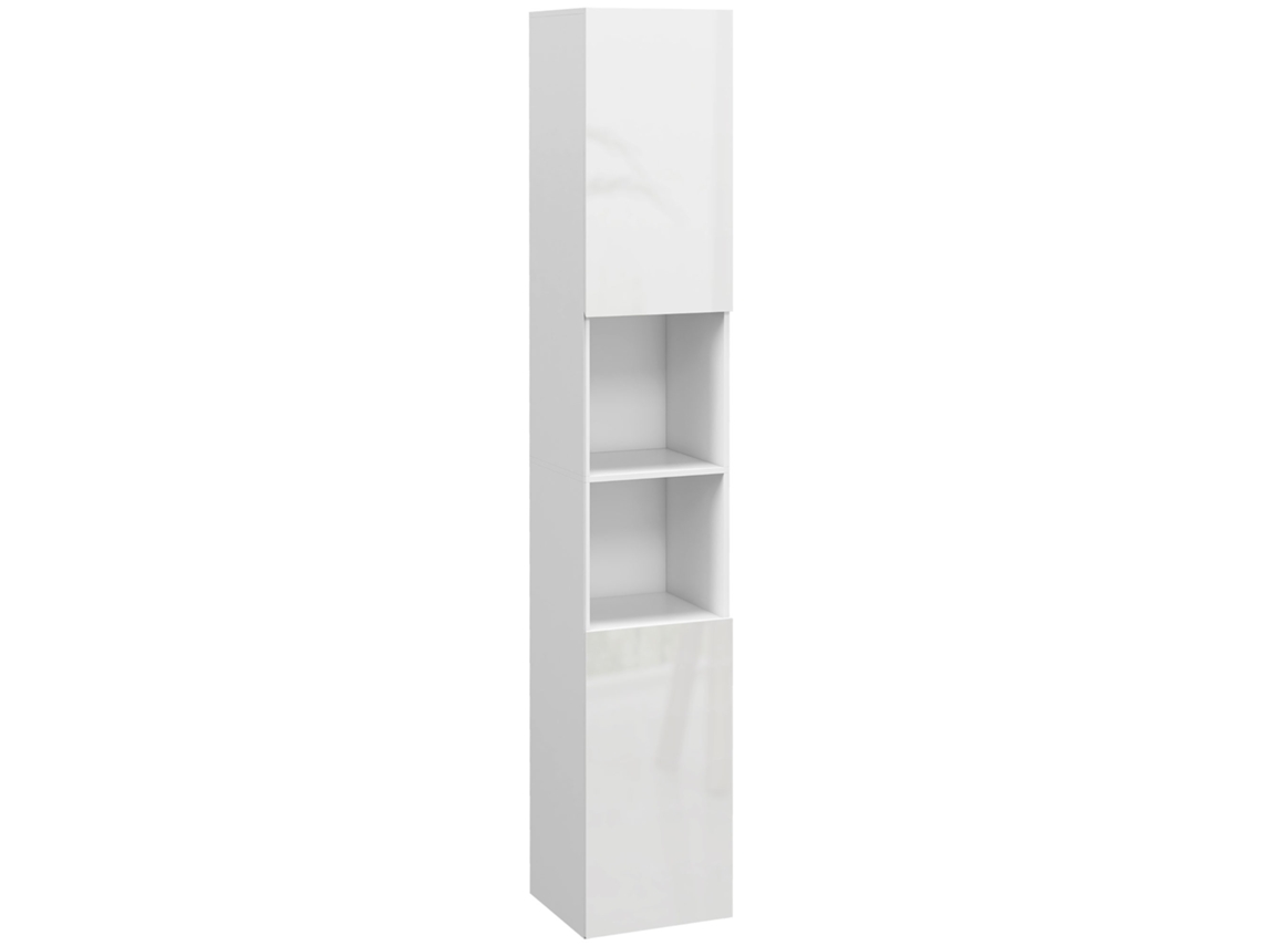 Móvel Coluna de Banheiro BTFORUS com 2 Armários, prateleiras ajustáveis e nichos (30x30x181,5cm) branco