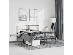 Estrutura De Cama Com Cabeceira E Pés 150x200 Cm Metal Preto