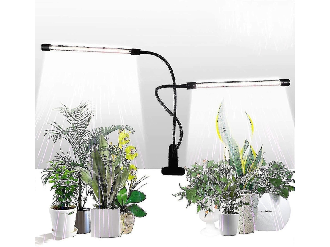 Luminária solar para plantas, luz branca, 50W, 84 LEDs, cabeça dupla, fixação por grampo, temporizador de 4/8/12 horas, 5 níveis de intensidade luminosa Brilvibera
