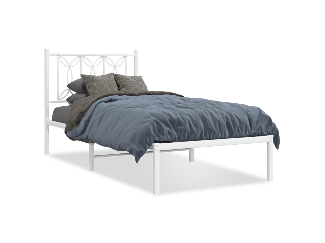 Estrutura de Cama com Cabeceira Metal Branco MAISON EXCLUSIVE 90x190 cm