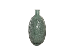 Vaso de Vidro Reciclado com Folhas Verdes, 29x29x59cm ALEXANDRA HOUSE LIVING