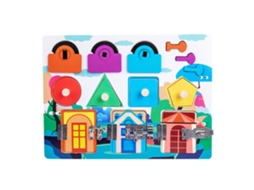 Primerox brinquedo Educativo Madeira Busy Board com Travas para Crianças Tabuleiro de Aprendizagem Portátil