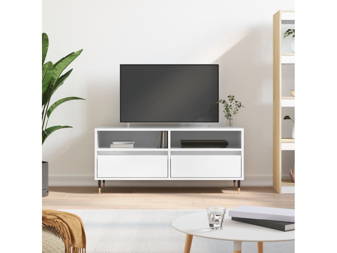 Vidaxl Móvel P/ Tv 100x34,5x44,5 Cm Derivados Madeira Branco Brilhante