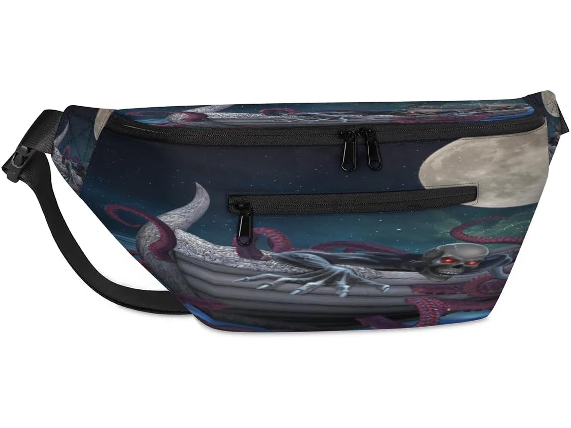 Bolsa de Ombro Unissex Grande Capacidade com Estampa Esqueleto Polvo 38 X 25 9 19 Cm Impermeável Design Pa