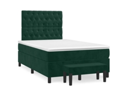 Cama Boxspring com Colchão Veludo Verde Escuro MAISON EXCLUSIVE (120x200 cm)