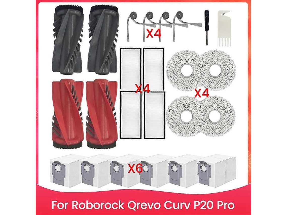 Conjunto De Peças De Reposição Para Aspirador De Pó Qrevo Curv, P20 Pro: Escova Lateral Principal, Filtro Hepa, Pano De Limpeza, Sacos De Pó._ptg