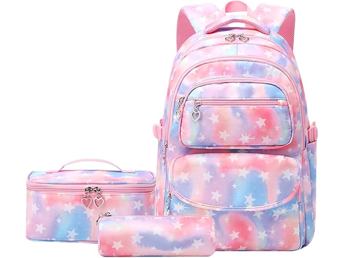 Mochila Escolar Divertida Com Estampa De 3 Estrelas, Ideal Para Meninas Adolescentes E Estudantes Do Ensino Fundamental. Aquaforge