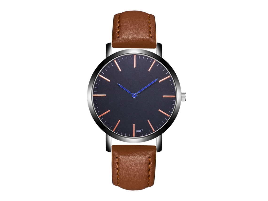Relógio de pulso masculino Zhoulianfa, analógico, de quartzo, com pulseira de PU marrom.