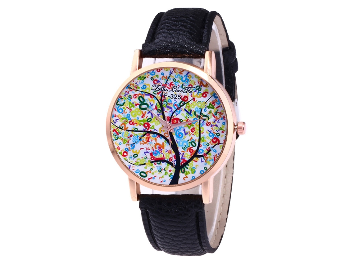 Reloj De Pulsera De Cuarzo Con Correa De Cuero Para Mujer Y Hombre (negro)
