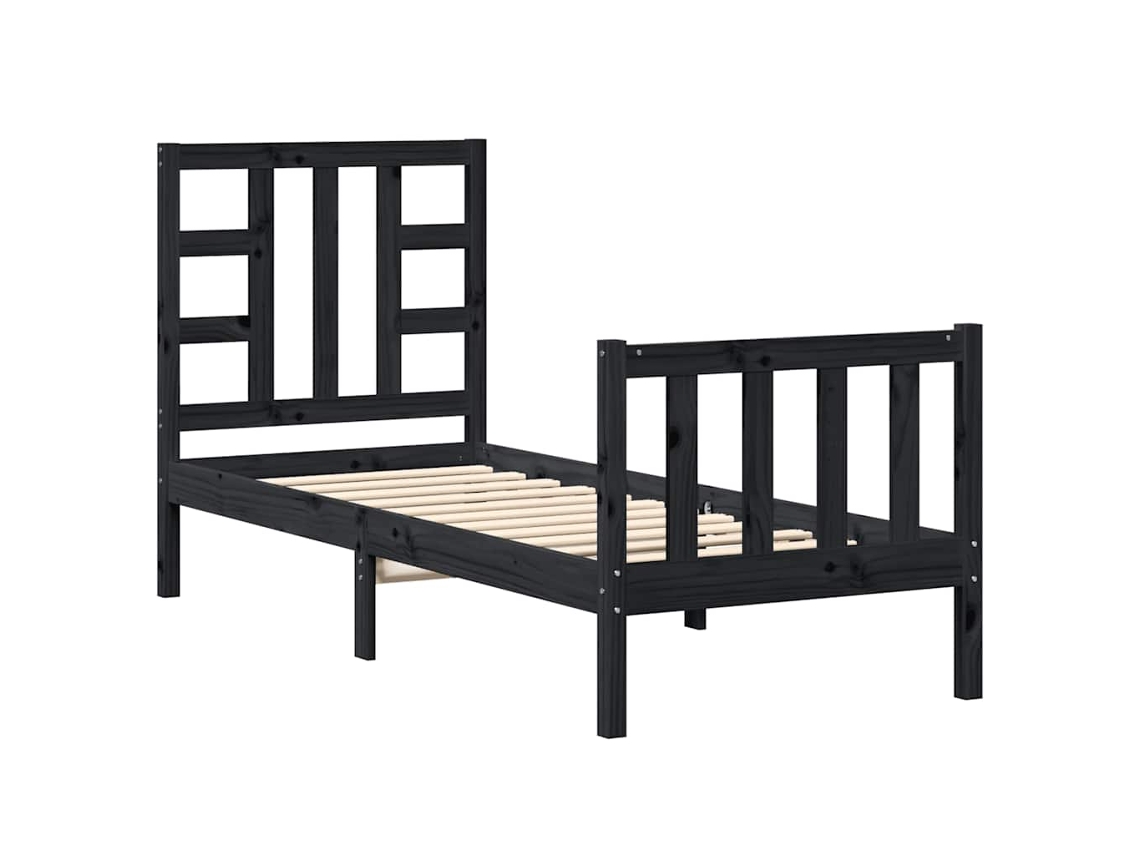 Bed Frame, Bed Frames Vidaxl Preto Madeira De Pinho (75 X 190 Cm)