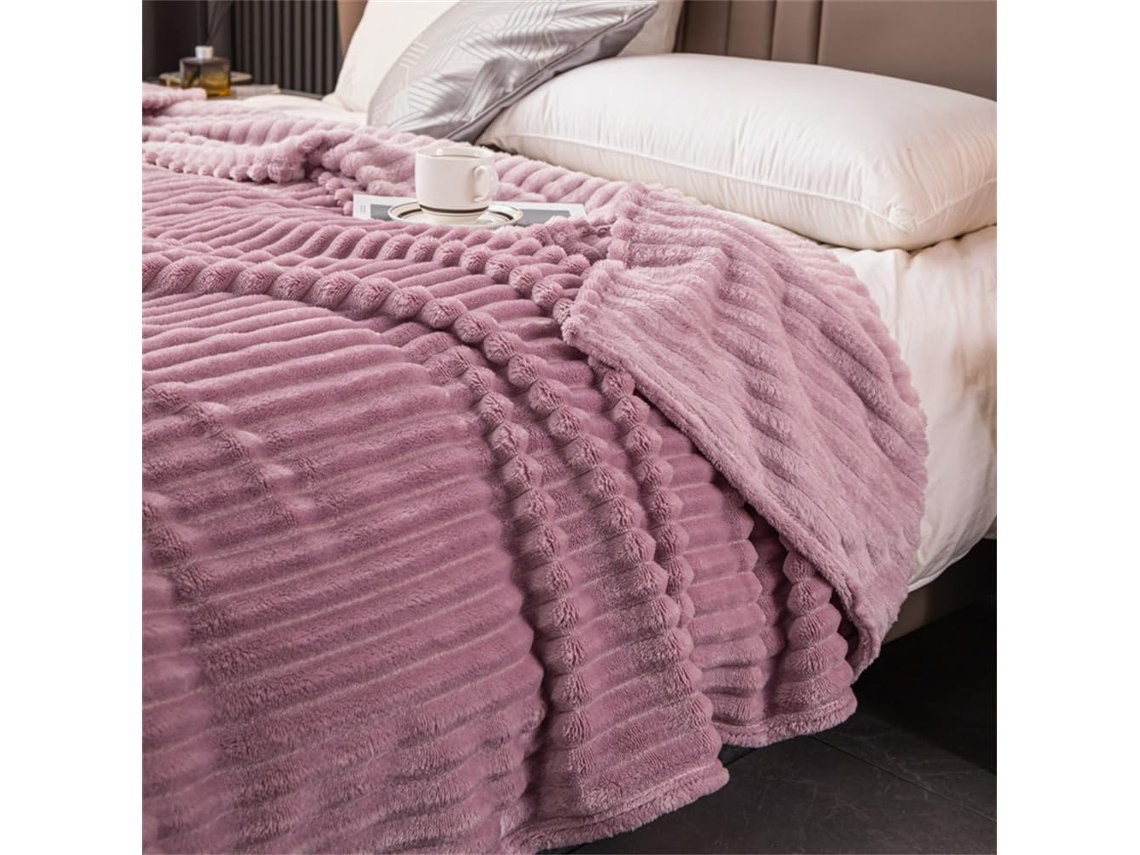Manta de Flanela Macia Fansu Cor Sólida Quente e Grossa Ideal para Cama Sofá em Todas as Estações 127x152cm, M