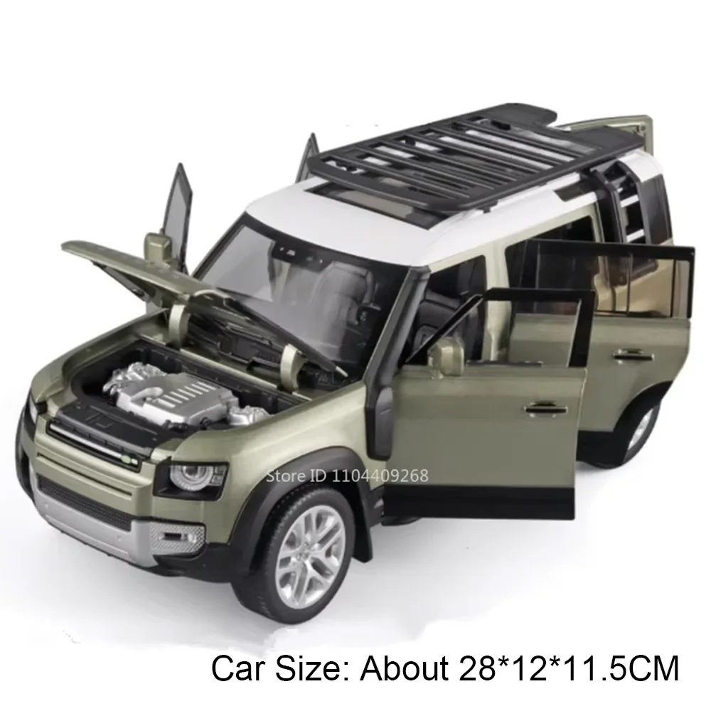 (verde Defender) Escala 1:18 - Miniatura De Carro - Com Portas Que Abrem