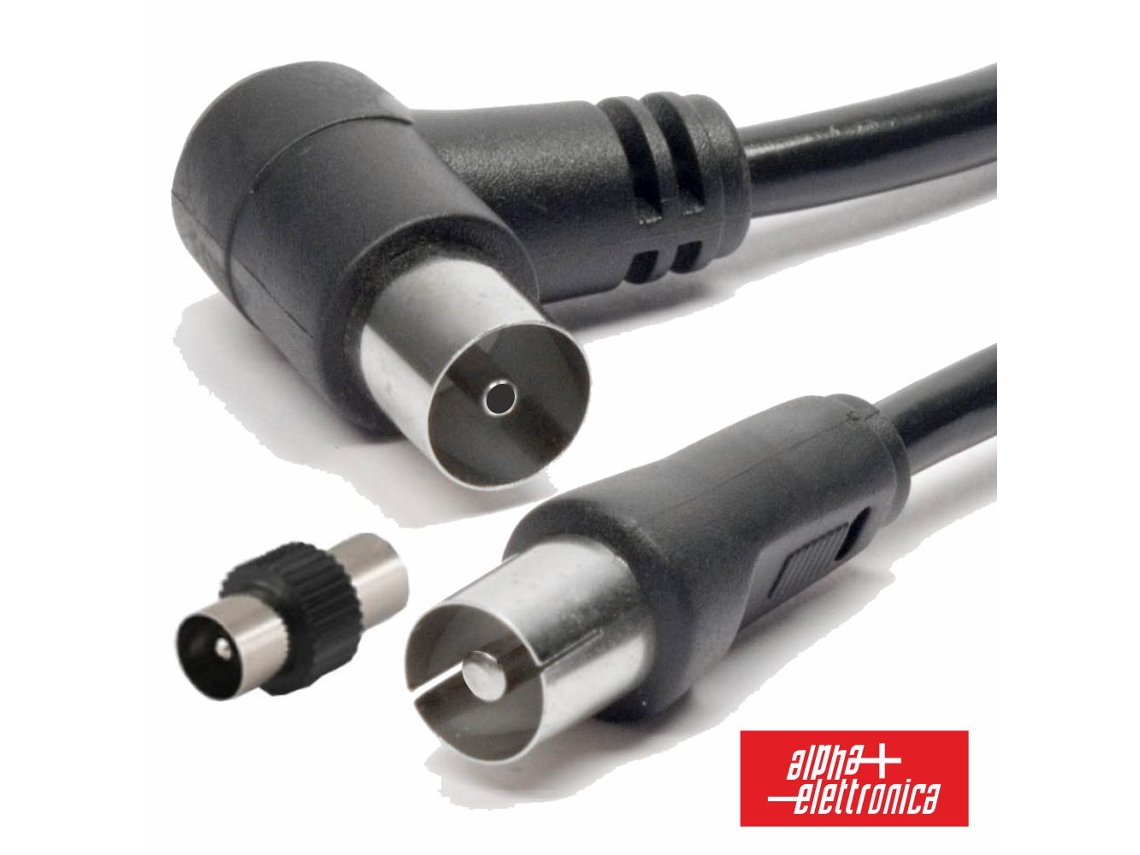 Cabo Coaxial Macho/fêmea Preto 2m Ângular 90º Alpha
