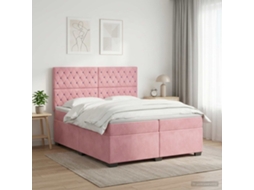 Vidaxl Cama Box Spring Com Colchão Rosa 200 X 200 Cm Veludo