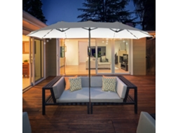 Chapéu de Sol Duplo S/MARCA, com 48 luzes LED, 4,5x2,65m, manivela, proteção solar, creme
